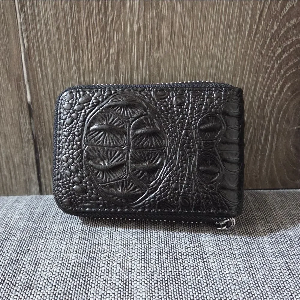 Men's Women Wallet Leather Credit Card Holder RFID Blocking Zipper Thin Pocket